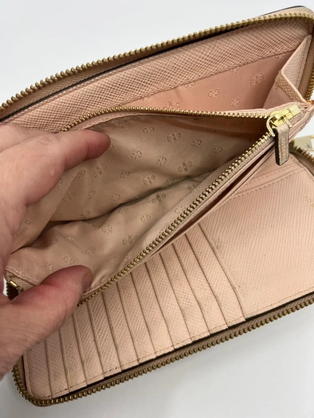 Tory Burch Zip Wallet Cross Grain Leather Blush Pink PROJECT Piece